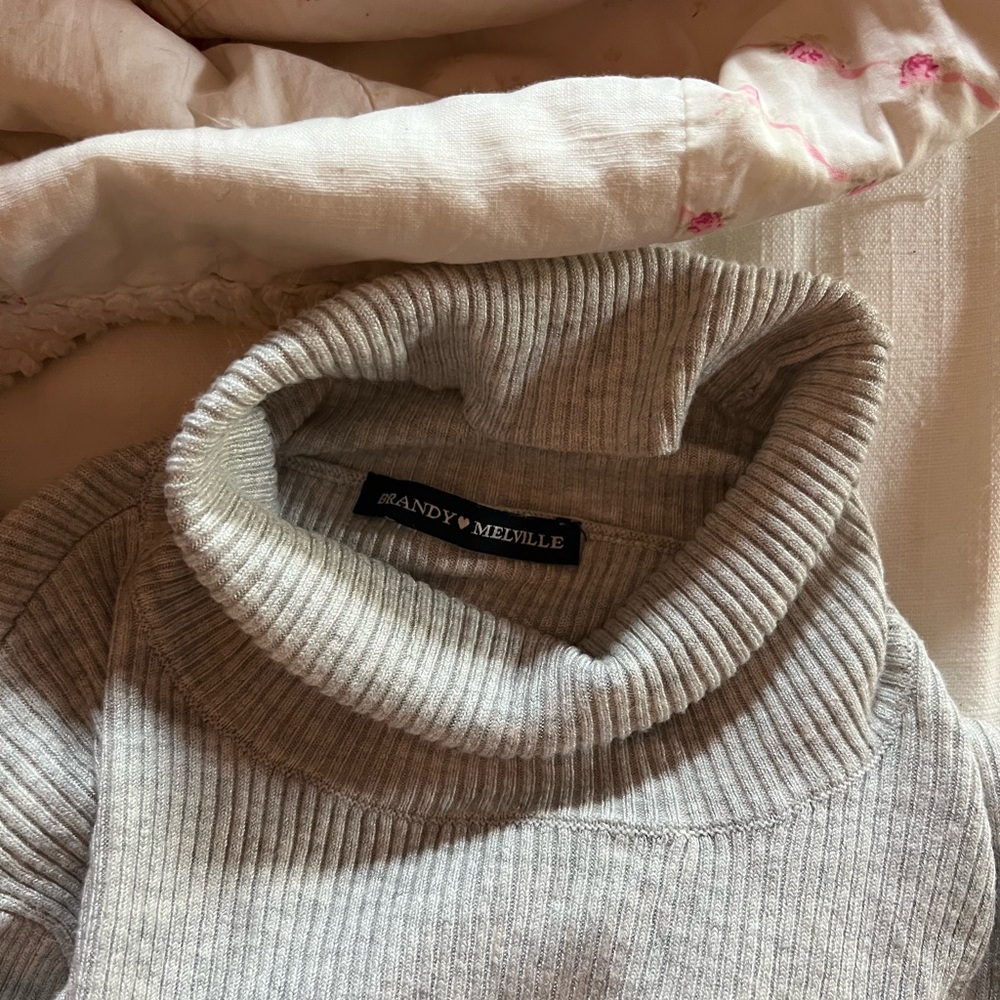 Brandy Melville Turtleneck grey ribbed knit sweater / long sleeve top